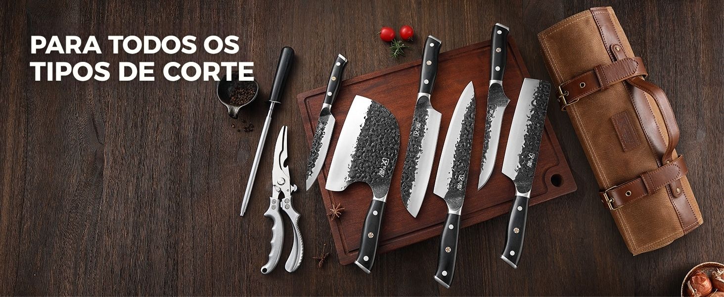 Kit de facas para todos os tipos de corte, com diferentes modelos de lâminas e acessórios.